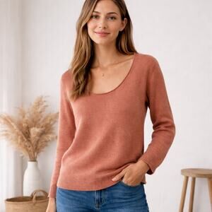 Madewell Merino Alpaca Blend Scoop Neck Sweater  Terracotta S Lightweight Knit